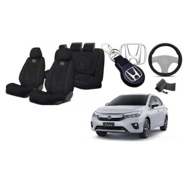 Imagem de Capas Tecido Personalizado Assentos Estofado Honda City 19-24 + Volant