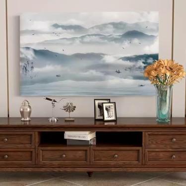 Imagem de Capa contra poeira para TV interna de 32-80 polegadas Capa protetora universal de tela plana LCD/LED à prova de poeira capa de tela de cristal líquido antipoeira -Mountain1||80 cm