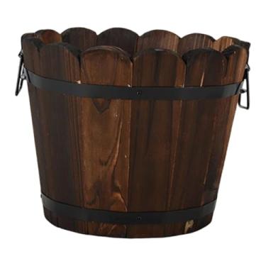 Imagem de IEUDNS Balde de madeira, barril, plantador, arranjo floral, recipiente, vaso de flores, suporte de flores para decoração de casa