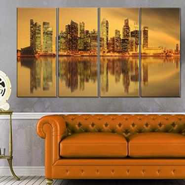 Imagem de Arranha-céus Designart MT10061-271 Singapore Marina Bay - Arte de parede em metal brilhante paisagem urbana, 48x28