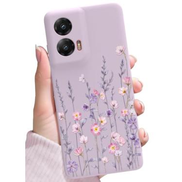 Imagem de SOPROCAS Capa para Motorola Moto G Stylus 5G 2024, lindo design floral para mulheres e meninas, capa de telefone de silicone com proteção contra quedas e forro de microfibra antiarranhões, flor