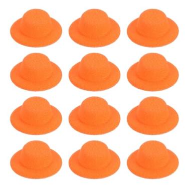 Imagem de PATIKIL Mini chapéus formais de 5,8 cm, 12 peças de chapéus de boneca em miniatura para artesanato, acessórios de cabelo, decoração de boneca, boneco de neve, laranja