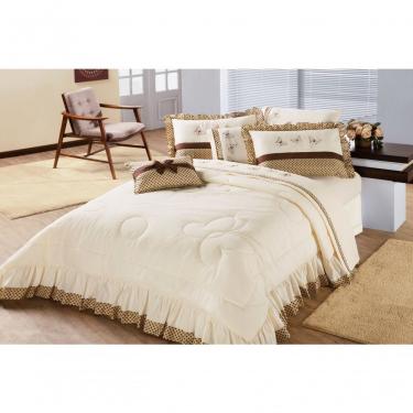 Imagem de Kit Edredom Com Babado Naturalle Aquarela Queen 5 Pecas Palha-marrom