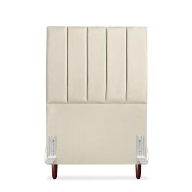 Imagem de Cabeceira De Solteiro Carla 90 cm Com Frame Em Couro Bege - Tifanny De