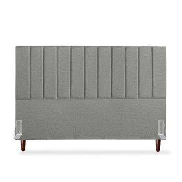Imagem de Cabeceira De Casal King Carla 195 cm Com Frame Linho Cinza Claro - Tif