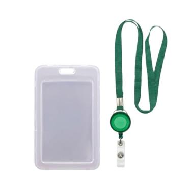 Imagem de Porta Cracha, Porta Cracha Transparente, Cordão com Porta Crachá Vertical Duplo E Roller Retrátil(VERDE)