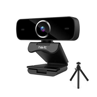 Imagem de Havit 1080p Webcam com correção de luz baixa e microfone duplo 1080p HD transmissão ao vivo webcam, Plug and Play, para Windows PC/Mac OS, transmissão ao vivo, vídeo conferência de