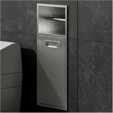 Imagem de Wigig Chuveiro De Aço Inox Ich, Suporte De Papel Higiênico Embutido Para Chuveiro, Embutido Rack De Lixo Para Sala De Banho Livig, Fácil De Instalar, Silver