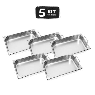 Imagem de Kit 5 Cuba Com Alca Inox 1/2 Gn 65 Para Buffet