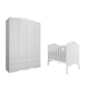Imagem de Quarto Bebe Berço e Guarda Roupa Harmonia Encanto MDF