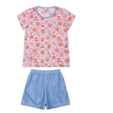 Imagem de Pijama Menina Infantil Manga Curta Baby Look Roupa De Dormir Criança F