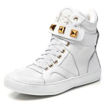 Imagem de Tênis Sneaker Feminino Cano Alto Couro Legítimo Pyramid Academia Estil