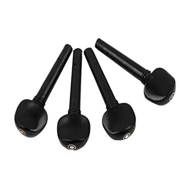 Imagem de Cavilhas de afinação de violino ébano 4 peças feitas à mão durável peças de violino acessórios para substituição de violino 4/4 preto 6,5 x 2,3 cm