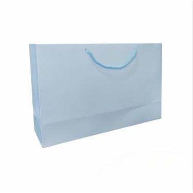 Imagem de Sacola de Papel Colorida 21x32x10cm, Papel Resistente para Lojas, Presentes, Eventos e Embalagens Comerciais 10 unidades(Azul Bebê)