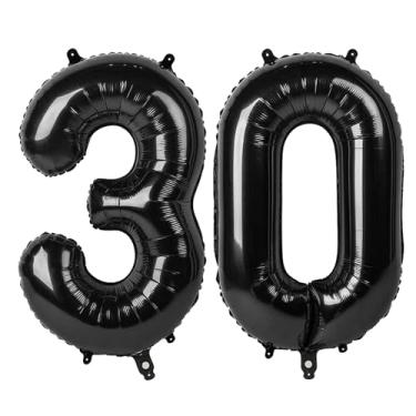 Imagem de Balão preto número 30, 101 cm, decorações de festa de aniversário de 30 anos para crianças, balão gigante de 30 folhas para artigos de festa