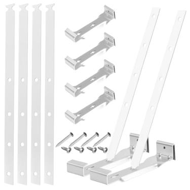 Imagem de 5 conjuntos de ganchos de calha de teto de alumínio de 15 cm, clipes de calha de 15 cm com tiras para fixação sem beirais, calhas de alumínio e aço com parafusos resistentes à ferrugem, incluindo
