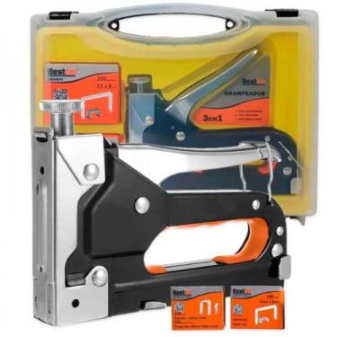 Imagem de Grampeador manual 4 a 14 mm com maleta e kit de grampos - BFH0133 - Be