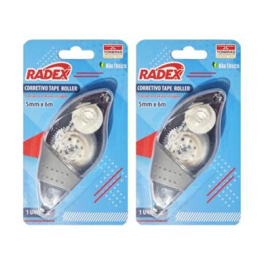 Imagem de Kit 2 Fita corretiva branca Radex Tape Roller 5 mm x 6 metros