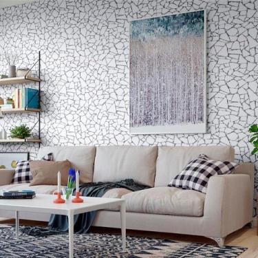 Imagem de Papel de Parede Adesivo Pedras Rústicas 5m x 45cm Efeito Mosaico Moder