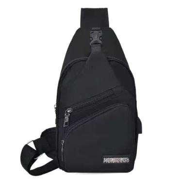 Imagem de Mochila de ombro, bolsa mensageiro, ajustável, portátil, para caminhadas, esportes ao ar livre, Preto, Medium, Preto
