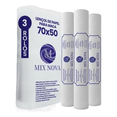 Imagem de Lençol Descartavel Papel Hospitalar Maca 70X50 3 Rolos
