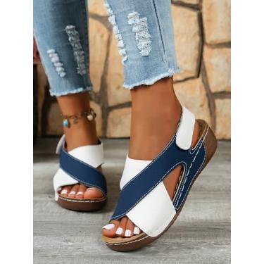 Imagem de Sandálias femininas gladiadoras romanas 2025 – sandálias plataforma de praia casuais abertas com alças adequadas para vestidos, sola antiderrapante, calçado moderno de verão, Branco, 37