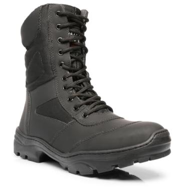 Imagem de Coturno Masculino Bota de Trilha Cano Alto em Couro Legítimo Reforçado (Preto, BR, Adulto, Numérico, 40)
