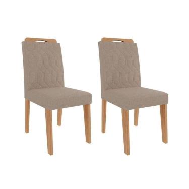 Imagem de Kit 2 Cadeiras De Cozinha Paola Wood 2 Un Madeirado- Linho Bege - Cimol