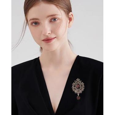 Imagem de Broche de strass para mulheres estilo vitoriano retrô barroco gota de água cristal boho terno acessório para vestido broches alfinetes de lapela encantos festival de casamento ornamento joias