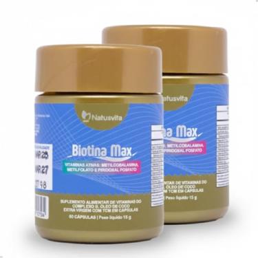 Imagem de Kit 120 cápsulas Biotina Max 45mcg Forma Ativa + B1 B2 B3 B5 B6 B9 B12 com TCM e Óleo de Coco em softgel
