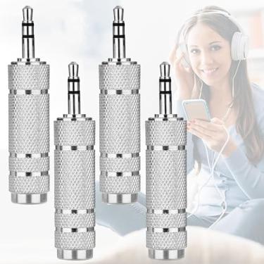 Imagem de Adaptador estéreo macho de 3,5 mm para fêmea de 6,35 mm, conversor de conector de áudio de cobre puro para fones de ouvido, amplificador, alto-falante – adaptador de fone de ouvido de 1/20.3 cm para 1