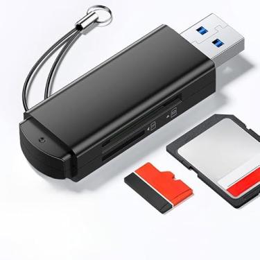 Imagem de Leitor de cartão micro SD USB C, adaptador de slots duplos USB 3.0 de alta velocidade para cartões SD e TF