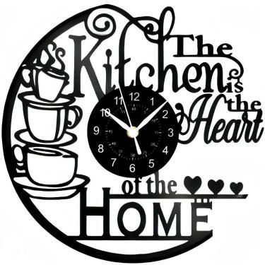 Imagem de Relógio de parede com tema de café, cozinha, 30x30cm, plástico