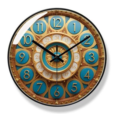 Imagem de Relógio de parede Vintage Luxury 30 cm, não aderente, quartzo azul/dourado