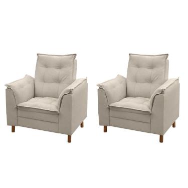 Imagem de Kit 02 Poltronas Isa Escritório Consultório Recepção Suede Bege - Mabe Magazine