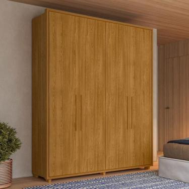 Imagem de Guarda Roupa Casal 4 Portas com Pés Em MDF Greco Madetec, Cumaru Fosco
