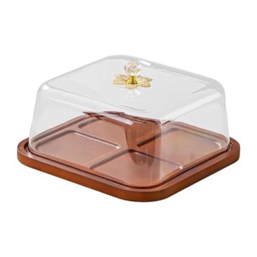 Imagem de YWJLQH Suporte para bolo com tampa, prato reutilizável multifuncional, porta-cupcakes, bandeja para servir tortas, sobremesas e muito mais em festas e, Quadrado 26.5 X 14.5