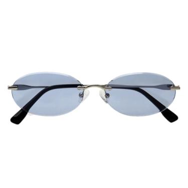 Imagem de Óculos de Sol Ovais Sem Armação Femininos com Lentes Aro Sem Aro Estilo Punk Sem Limites Personalidade(1)