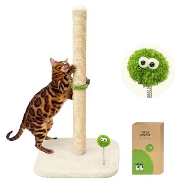 Imagem de TINYBEAST Poste arranhador de gatos de 86 cm de altura para gatos internos, arranhador de gatos com bola de brinquedo de pelúcia para gatos grandes e gatinhos, árvore de sisal premium com base estável