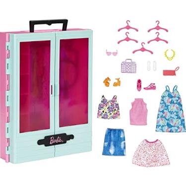 Imagem de Barbie Closet Playset with 3 Outfits, Styling Accessories & Hangers, Mix & Match Clothes for 50+ Looks (Amazon Exclusive)