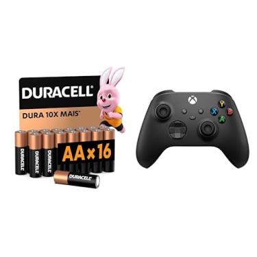 Imagem de Kit Controle Xbox Preto Pilha Alcalina AA Pequena Com 16 Unidades
