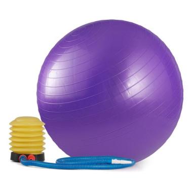 Imagem de Bola de Pilates 65 cm com Bomba de Pé para Fisioterapia, Yoga e Academ