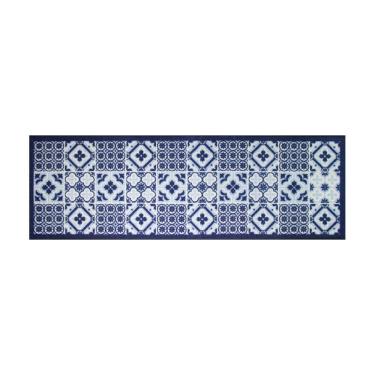 Imagem de Passadeira De Cozinha Azulejo 140x44cm - Uzoo Passadeira Cozinha 140x44cm Azulejo Azul S19_222-01j