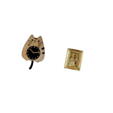 Imagem de Fenteer Relógio Decorativo em Resina com Formato de Gato E Porta-retratos de Vidro, Ideal para Cozinha, Escritório, Quarto, Mesa Ou Parede. Perfeito para