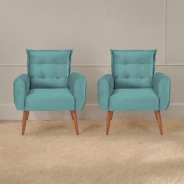 Imagem de Conjunto De Poltronas Decorativas Atlas Veludo Verde Menta