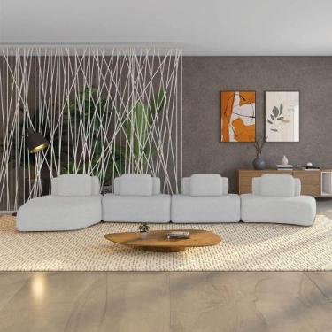 Imagem de Sofá 4 Lugares Orgânico Com Chaise E 3 Módulos Berlim Bouclê Cz K01 - 