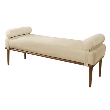 Imagem de Recamier Banco Berlim Luxo Madeira Maciça Castellar Móbile Veludo Bege Claro Veludo Bege Claro