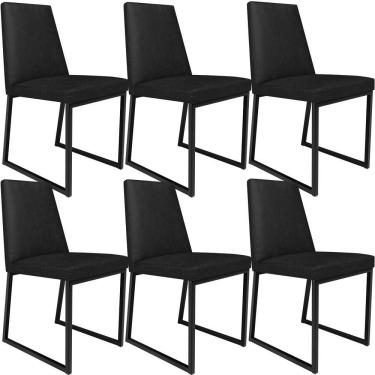 Imagem de Kit 06 Cadeiras Sala De Jantar L02 Preto