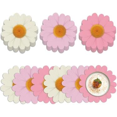 Imagem de Yiyiring 48 peças de jogo americano descartável margarida floral 33 cm em forma de flor decoração de mesa primavera verão artigos de festa descolados para cozinha, jantar, casa, casamento, aniversário
