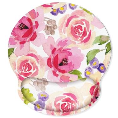 Imagem de Mouse pad com descanso de pulso em gel, mouse ergonômico floral com suporte de pulso, superfície lisa e base de poliuretano antiderrapante, mouse portátil para alívio da dor para computador, laptop